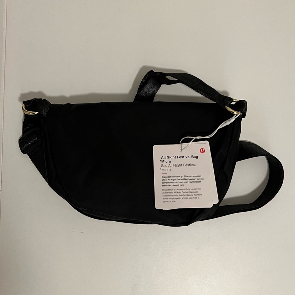 Lululemon Micro All Night Festival Black Crossbody Bag with Gold Accents - Picture 3 of 3